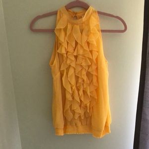 Canary Yellow Sleeveless Ruffled Top